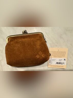 Patricia Nash Chestnut Brown Suede Kiss-Lock Coin Purse